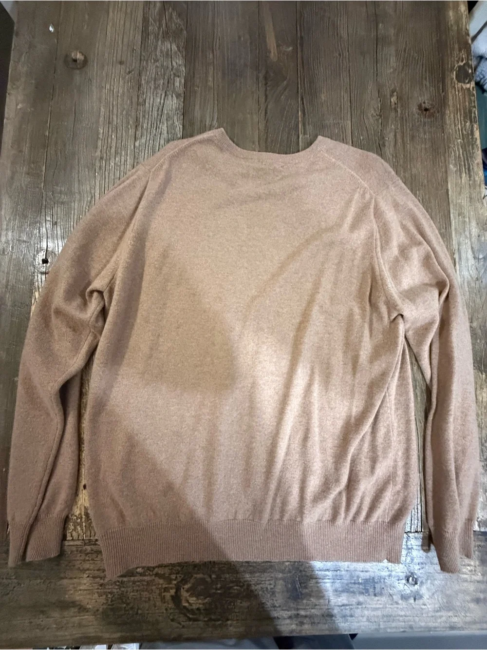 Forte Men's V-Neck Cashmere Sweater in Blush Tan